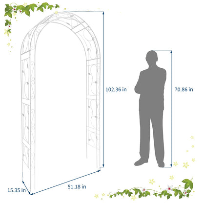 Jojoka White Metal Garden Arch Trellis 8.5FT, Rust-Resistant Steel Pergola Arbor for Climbing Plants Vines, Decorative Outdoor Archway for Lawn Patio Backyard and Wedding Pathways