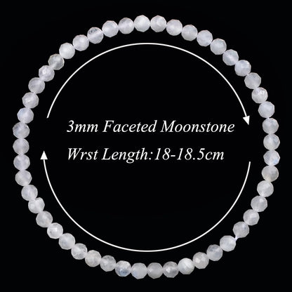 MASSIVE BEADS Natural Genuine Gemstone Beads Healing Crystal Chakra Reiki Jewelry Faceted Round Beads Bracelets (Blue Moonstone, 3mm)
