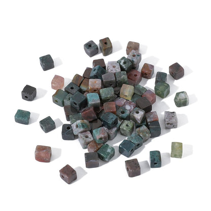 BEADIA Natural Indian Agate Square Stone Beads 4x4mm 85pcs Cube Loose Semi Gemstone Beads for Jewelry Making Design