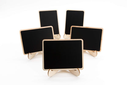 DSTELIN 10 Pack Mini Chalkboards Signs with Easel Stand, Small Rectangle Chalkboards Blackboard, Wood Place Cards for Weddings, Birthday Parties, Message Board Signs and Event Decoration