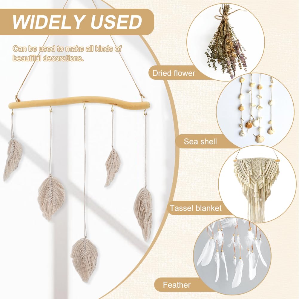YOSINXU 2Pcs 15 Inch Driftwood for Crafts Natural Driftwood Decorative Branches, Home Wall Hanging Decor Jewelry Organizers with 5 Hooks, Handcrafted from Natural Drift Wood for Keys Hats Entryway