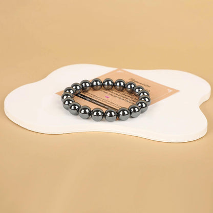 AD Beads Handmade Gemstone Stretch Elastic Bracelet Crystal Healing Reiki Nature's Beauty and Spiritual Essence Unisex (10mm, Hematite (Healing and Health))