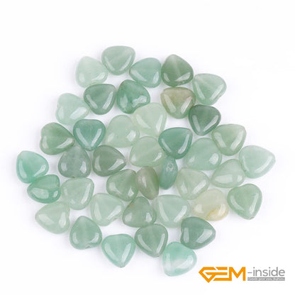 GEM-Inside 10mm Heart Charms Natural Green Aventurine Jade Stone Beads for Jewelry Making Full 15" Strand Power Energy Healing Chakra Stone Beads