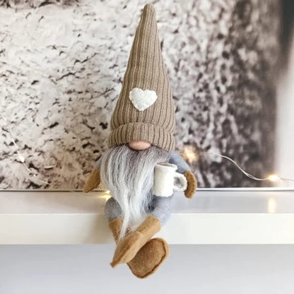 JstDoit 2 Pcs Gnomes Plush Bar Decor, Handmade Swedish Tomte Gifts Farmhouse Scandinavian Figurine Gnome for Home Kitchen Coffee Station Table Shelf (Brown)