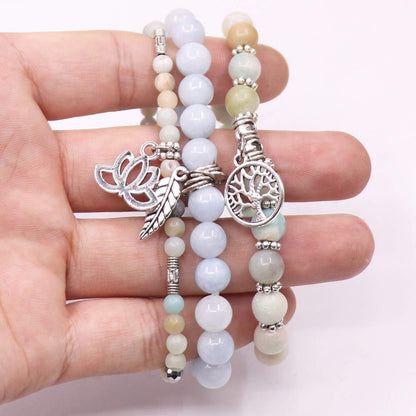 UEUC Tree of Life Yoga Healing Stone Bracelets,Multilayer Lotus Chakra Stone Reiki Bracelet Sets,Anxiety Crystal Natural Stone,for Women Stress Relief