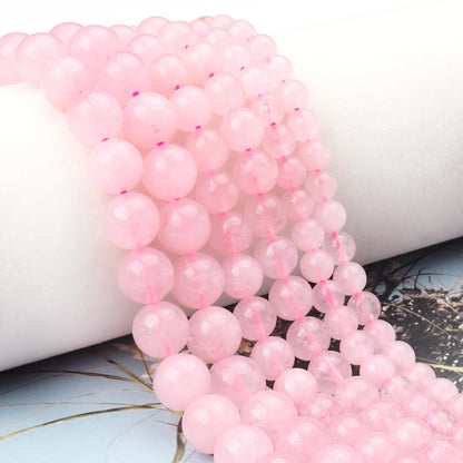 Siomia 60pcs 6mm Natural Rose Quartz Gemstone Beads Energy Healing Crystal Round Loose Stone Beads for Jewelry Making, DIY Bracelets Necklaces