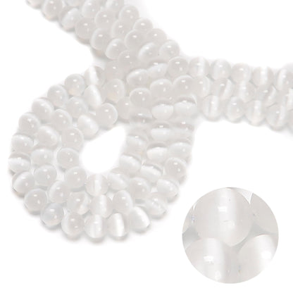 65Pcs 6mm Natural White Selenite Smooth Round Beads Loose Real Stone Beads Gemstone Genuine for DIY Hand Made Craft Jewelry Bracelet Earring Necklace String Making Energy Healing Power