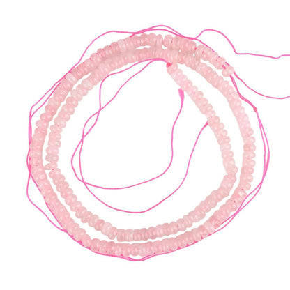 160pcs 4x2mm Natural Pink Rose Quartz Stone Disk Rondelle Spacer Semi Precious Gemstone Loose Beads for Jewelry Making 15 Inch