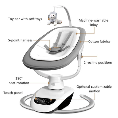 Angelbliss Baby Swing with Custom Motion, 3D-Motion Electric Swing with 6 Unique Motions & 4-Speeds, Bluetooth Enabled, 13 Preset Lullabies (Grey)