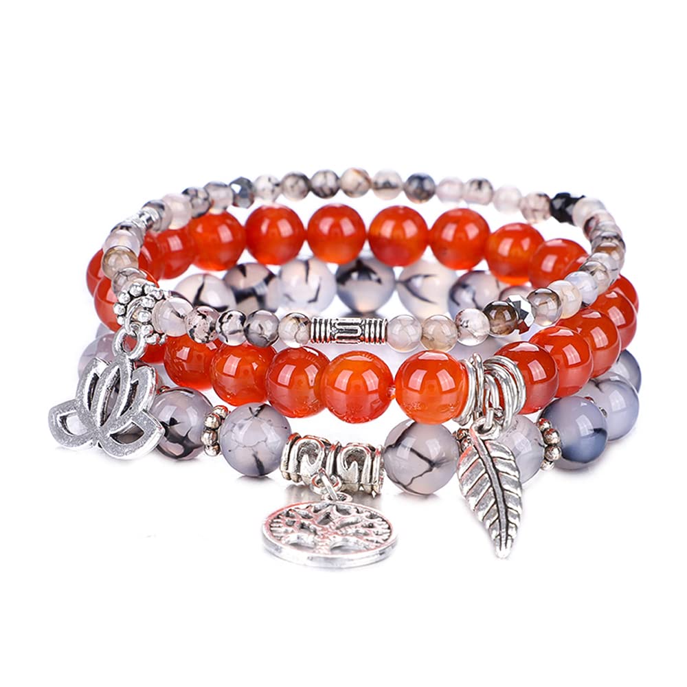 UEUC Tree of Life Yoga Healing Stone Bracelets, Multilayer Lotus Chakra Stone Reiki Bracelet Sets, Anxiety Crystal Natural Stone,for Women Stress Relief(#68)