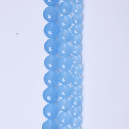 10MM Blue Chalcedony Round Loose Beads Natural Gem Beads Crystal Energy Stone Beads for Jewelry Making DIY Bracelet Necklace