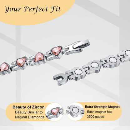UtenoTureH Magnetic Bracelets for Women, Stainless steel Magnetic Bracelet Jewelry Gifts (Pink)