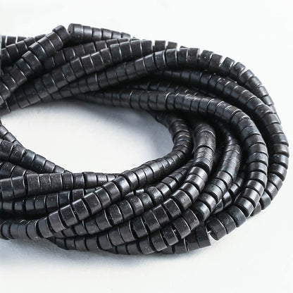 Natural Black Agate Stone Spacer Beads 6x3mm 38cm/str Flat Round Loose Semi Gemstone Caps for Making Bracelets Necklace