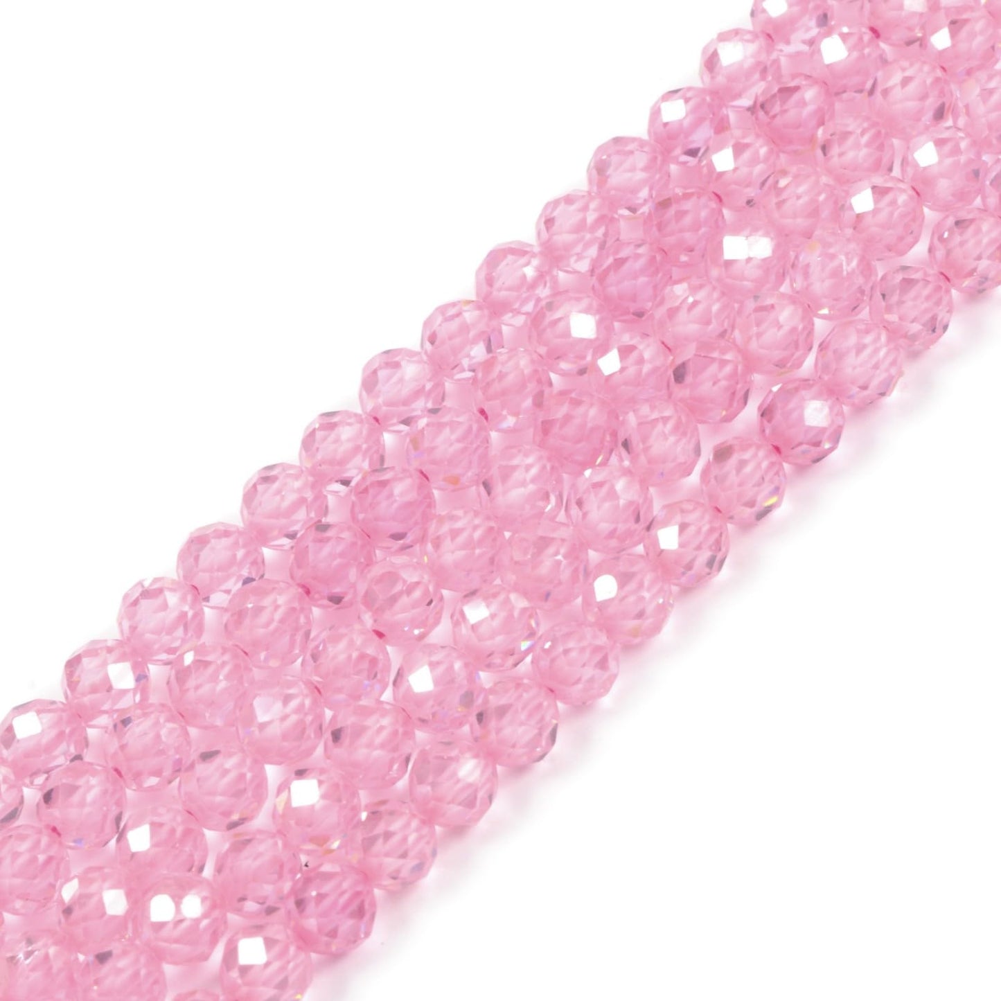3mm Pink Zircon Faceted Gemstone Round Loose Beads Strand 15.5-16" DIY Jewelry Making