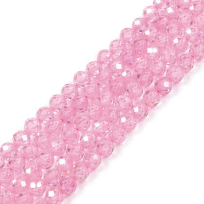 3mm Pink Zircon Faceted Gemstone Round Loose Beads Strand 15.5-16" DIY Jewelry Making