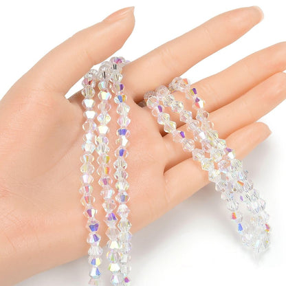 500pcs Czech 6mm (0.24 Inch) Faceted Bicone Crystal Glass Loose Beads Spacer Bulk Crystal AB for DIY Craft Jewelry Making CCB602