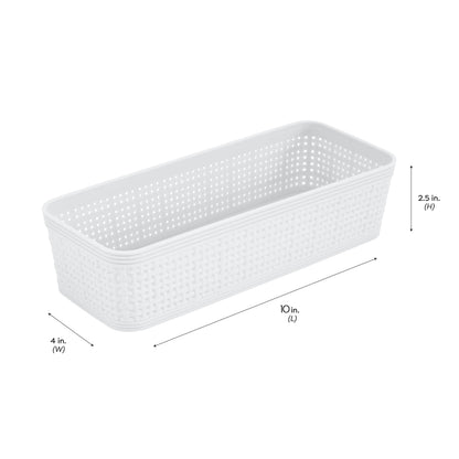 Simplify 6 Piece Organizing Set | Multiple Size Bins | Multipurpose | Office | Desk | Dorm | Bathroom | Storage Basket | Small Items | Accessories | White