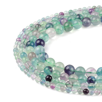 10mm Natural Fluorite Gemstone Round Loose Beads Crystal Stone Bracelet Necklace Accessories Crafts for Jewelry Making DIY,1 Strand 15"