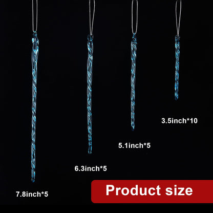 Boao Glass Icicle 3.5-7.8 Inch Twisted Glass Icicle Christmas Ornaments Hanging Decorations(Light Blue,25 Pcs)