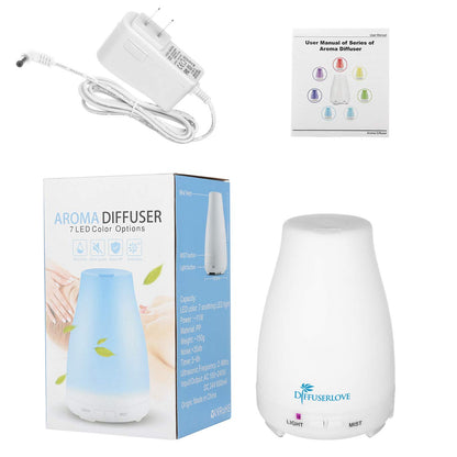 Diffuserlove Essential Oil Diffusers 200ML Remote Control Ultrasonic Mist Humidifiers BPA-Free Aromatherapy Diffuser with 7 Color Lights, Auto Shut-Off for Bedroom Office Kitchen