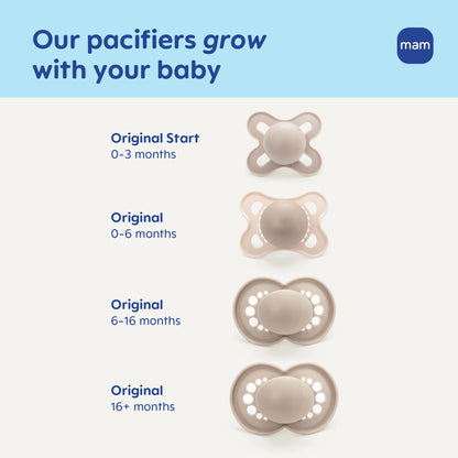 MAM Original Matte Baby Pacifiers 6-16 Months, Binky for Newborn Babies, BPA-Free Skin Soft Silicone Nipple, Easy to Clean, Developed with Medical Experts, 4 Count, Made in Europe