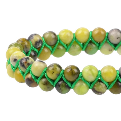 MASSIVE BEADS Natural Chakra Healing Power Crystals Macrame Bracelet Yoga Double Layer Stone Beads Gemstone Meditation Relax Anxiety Bangle for Unisex Women Men (Lemon Jade, 6mm)