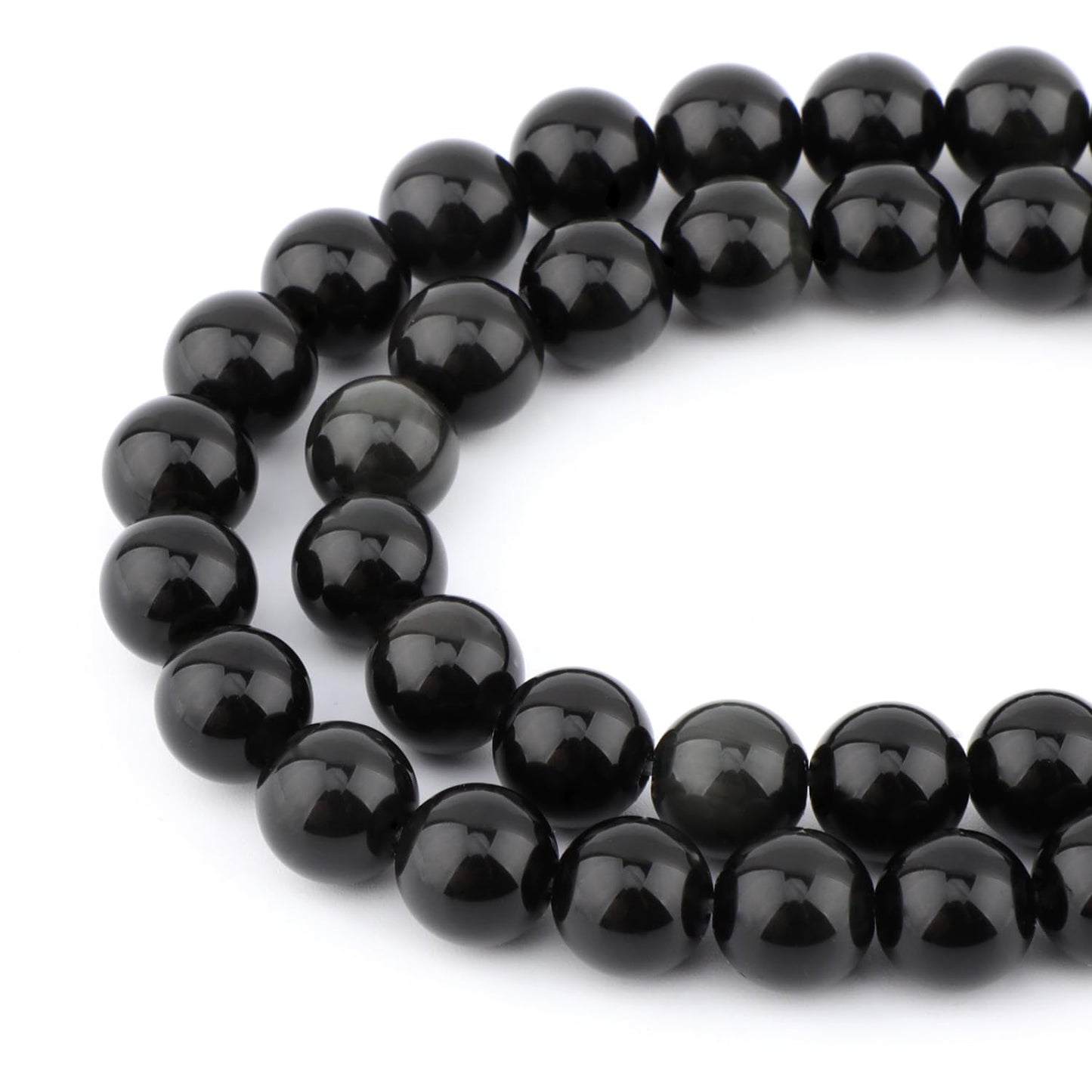 Bymitel 90 pcs Natural Genuine Real Round Loose Stone Beads Gemstone Spacers for Charm DIY Jewelry Making 15.5" per Strand 4mm (Black Obsidian, 4mm)