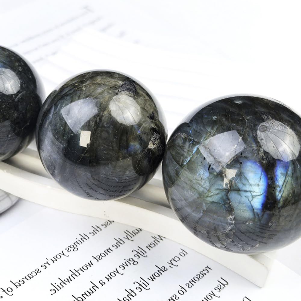 5-6CM/1.97-2.36inch Natural Crystal Ball Labradorite Sphere Moonstone Stone Crafts Polished Decorative Sphere Reiking Healing Crystals Ball Stone Fengshui Home Decoration(50-60mm, Labradorite)