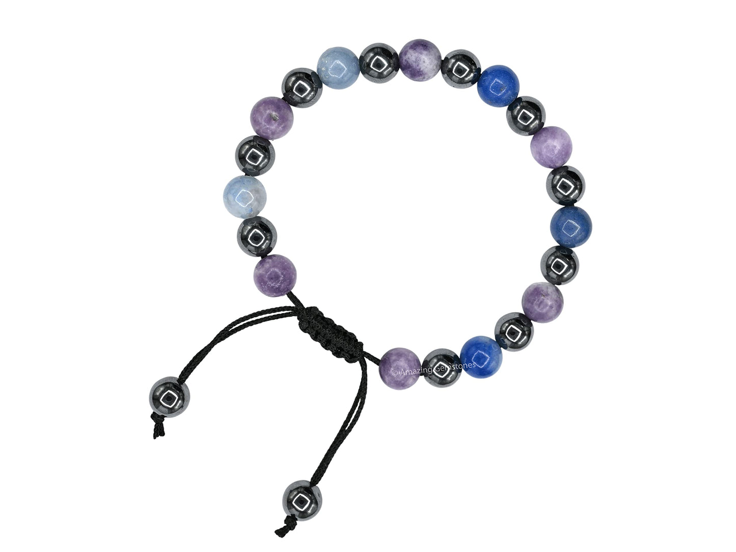 Amazing Gemstone Stop Drinking Alcohol Manifestation Bracelet - Lepidolite Blue Aventurine Hematite Bracelet Set for Men Women Healing Calming Anxiety Stress Relief Gifts(Adjustable)