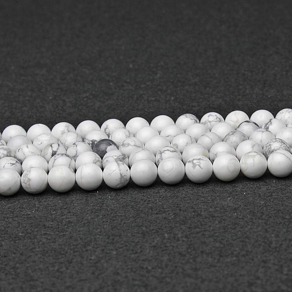 MJDCB AAAA Natural Stone Beads White Howlite Turquoise Round Loose Beads for Jewelry Making 15" (8mm)