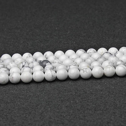 MJDCB AAAA Natural Stone Beads White Howlite Turquoise Round Loose Beads for Jewelry Making 15" (8mm)
