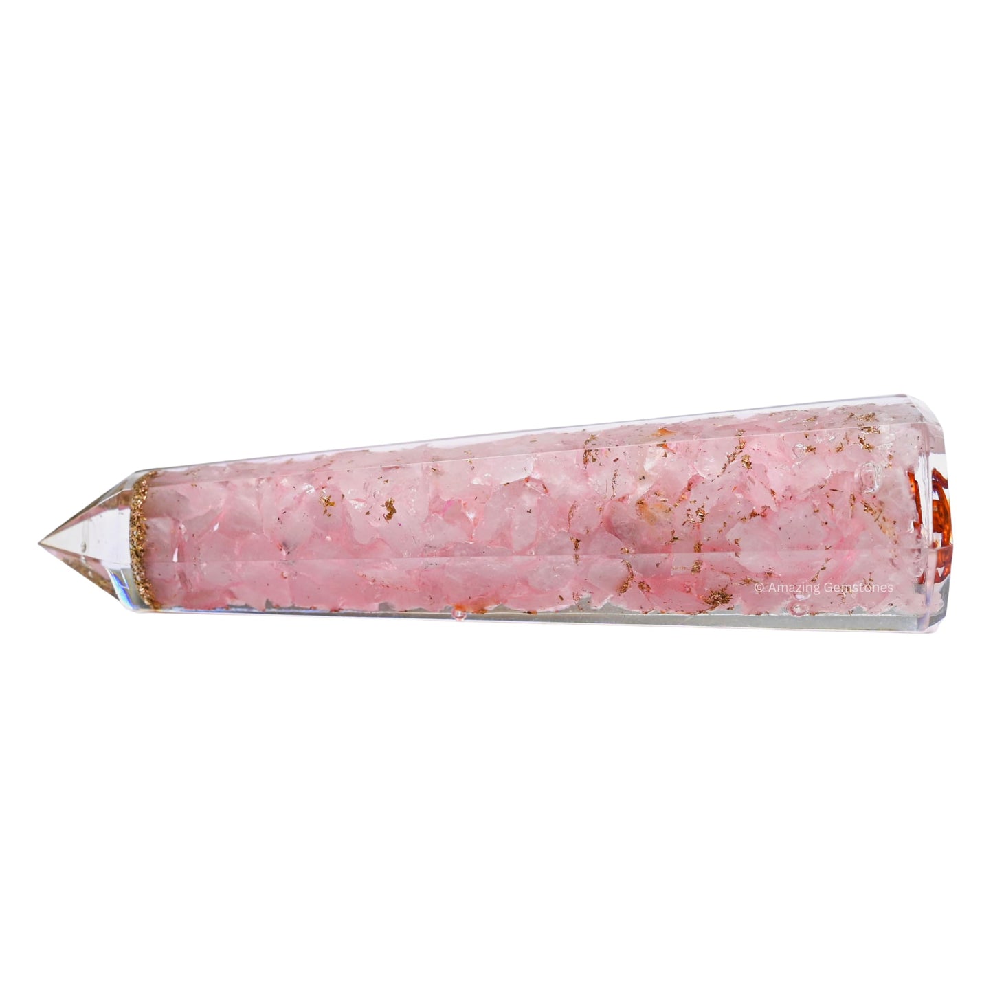 Amazing Gemstone Rose Quartz Orgonite Orgone Crystal Towers - Large 4.5" Orgonite Crystal Wand Obelisk Tower Point for Meditation, Crystals and Healing Stones Gift and Protection