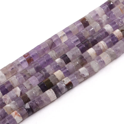 NITOPUPU 150Pcs 4×2mm Natural Amethyst Spacer Stone Beads for Jewelry Making Supplies, Loose Semi Flat Round Gemstone Tube Beads for Bracelets DIY Crafts
