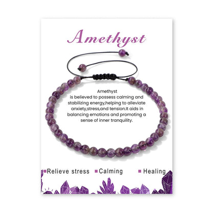 Lit Wall Amethyst Bracelet for Women 4mm Adjustable Amethyst Crystal Bracelet Purple Beaded Bracelet Healing Bracelets Spiritual Natural Stone Bracelets Crystal Jewelry for Women