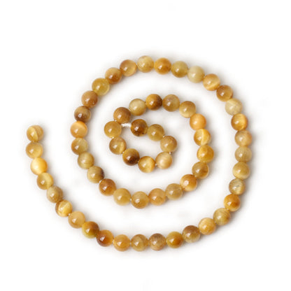 CHEAVIAN 60PCS 6mm Natural Golden Tiger Eye Stone Round Loose Beads for Jewelry Making DIY Bracelet Necklace Materials 1 Strand 15"
