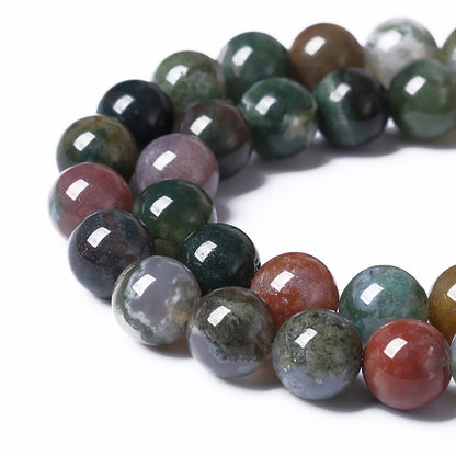 45pcs 8mm Natural Indian Agate Gemstone Beads Smooth Round Loose Spacer Beads for Jewelry Making DIY Bracelet Necklace 15" Strand