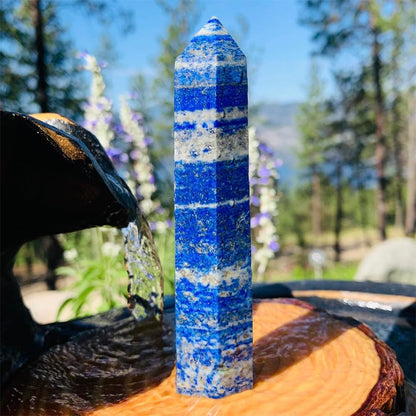 Natural Stone and Crystals Point Wand Reiki Healing Stone Rose Quartz Amethyst Home Decor Mineral Stones Crafts (5.9inch Wand Lapis Lazuli)