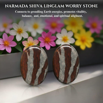 Narmada Shiva LingamThumb Worry Stones Metaphysical Gemstone Crystal Healing Reiki Men Women Gift FENG Shui Positive Energy Love Wellness Palm Stones Wicca Powerful