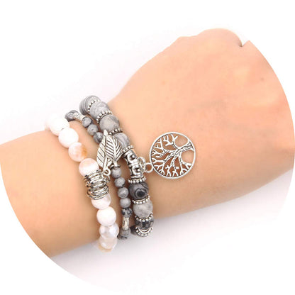 Jardme Healing Crystal Bracelets for Women, 8mm Beaded Natural Stone Stretch Chakra Bracelets Tree of Life Bracelet Jewelry Gifts for Women