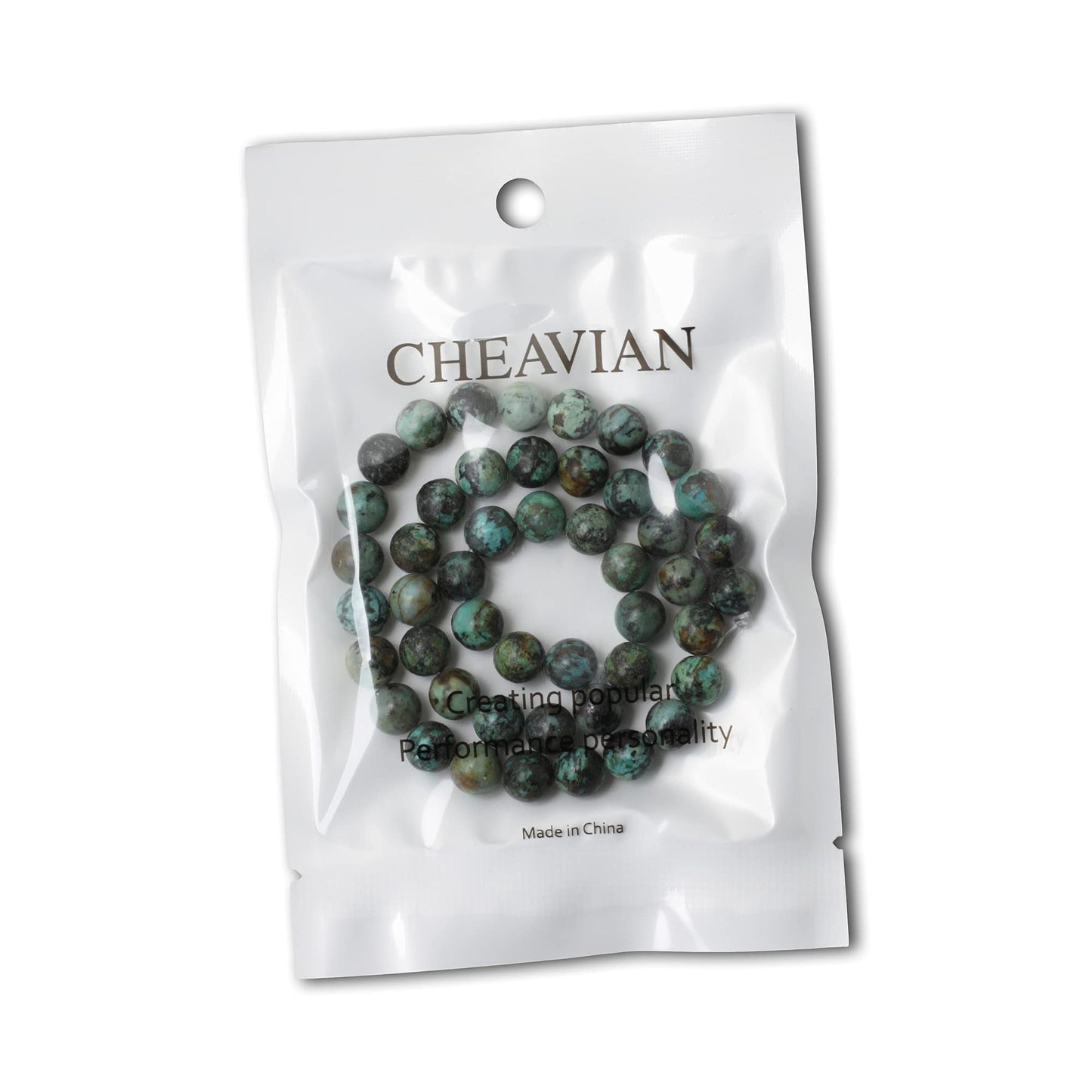 CHEAVIAN 45PCS 8mm Natural African Turquoise Stone Gemstone Round Loose Beads for Jewelry Making DIY Bracelet Necklace Materials 1 Strand 15"