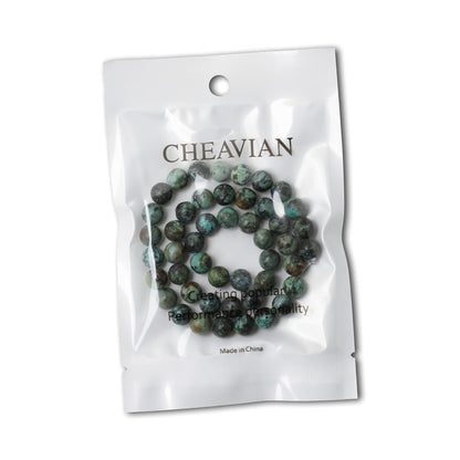 CHEAVIAN 45PCS 8mm Natural African Turquoise Stone Gemstone Round Loose Beads for Jewelry Making DIY Bracelet Necklace Materials 1 Strand 15"