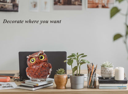 LAIDANLA Red Jasper 2.4" Owl Statue Natural Healing Crystal Cute Owl Animal Red Figurine Pocket Sculpture Reiki Spiritual Energy Gemstone Home Office Room Desk Decor Gifts for Women Men