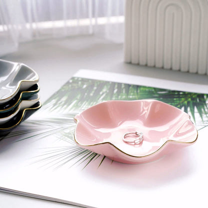 HANKOR 4.7 inch Small Ring Dish, Ceramic Jewelry Holder Tray, Pink Catch All Trinket Bowl for Keys Rings Earrings