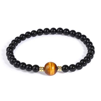 Magiriam Black Obsidian & Tiger Eye Bracelet for Men and Women – Natural Crystal Stretch Bracelet for Mindfulness, Confidence & Everyday Wear Healing Energy Bracelet Gifts for Unisex Adult 7-inch (18cm)