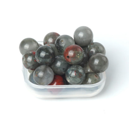100Pcs Natural Stone 8mm African Blood Stone Round Loose Gemstone Energy Healing Beads Hole Size 1mm DIY Smooth Beads for Bracelet Necklace Earrings Jewelry Making