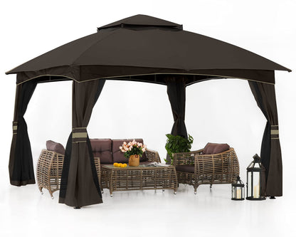 ABCCANOPY 10x12 Outdoor Gazebo - Patio Gazebo with Mosquito Netting, Outdoor Canopies for Shade and Rain for Lawn, Garden, Backyard & Deck (Brown)
