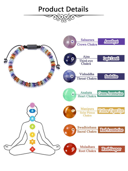 Jovivi Chakra Bracelets for Women Adjustable 7 Chakra Healing Crystals Beaded Bracelet Natural Stone Beads Bracelet for Men Women Anxiety Relief