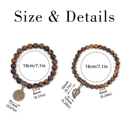 BALIBALI Healing Crystal Bracelets Tree of Life Yoga Natural Stone Stretch Chakra Bracelets for Women Stress Relief (Yellow Tiger Eyes)