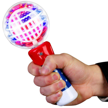ArtCreativity 7.5 Inch Light Up Patriotic Magic Ball Wand for Kids, Batteries Included, Flashing LED Light Up Spinner Toy for Boys and Girls, 4th of July Toy for Kids, Birthday Party Favor