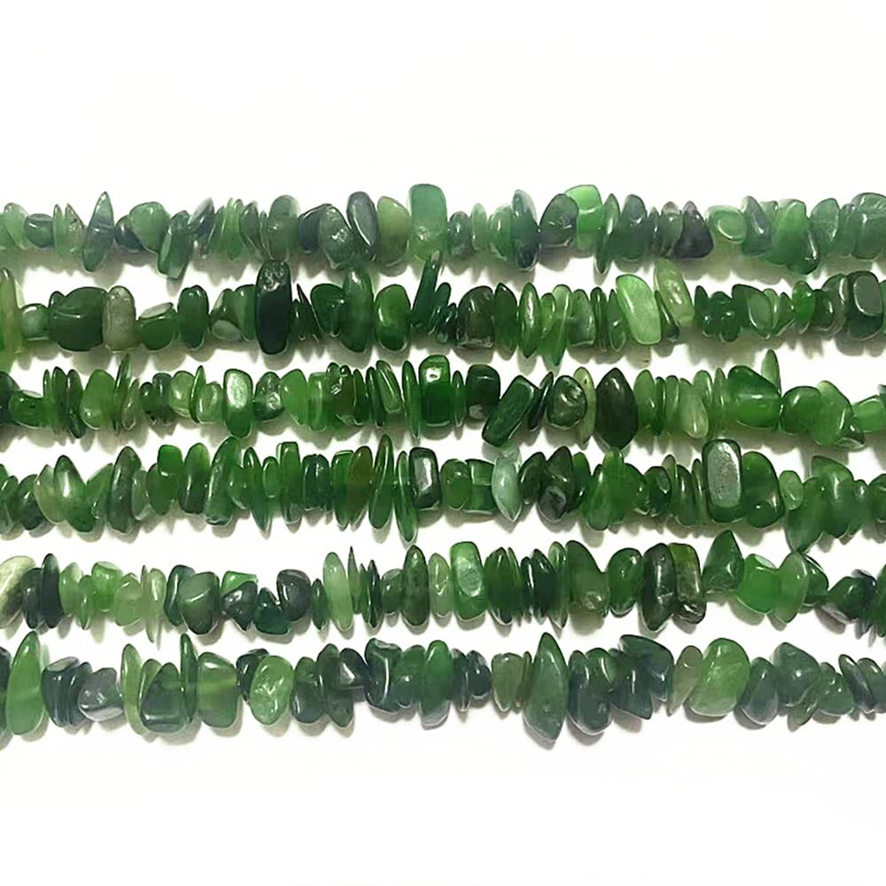 PLTbeads 7-8mm Natural Green Canada Jade Gemstone Chips Beads Healing Crystals Waist Bracelets Necklace Kit Irregular Stone DIY Crafts Design Jewelry Making